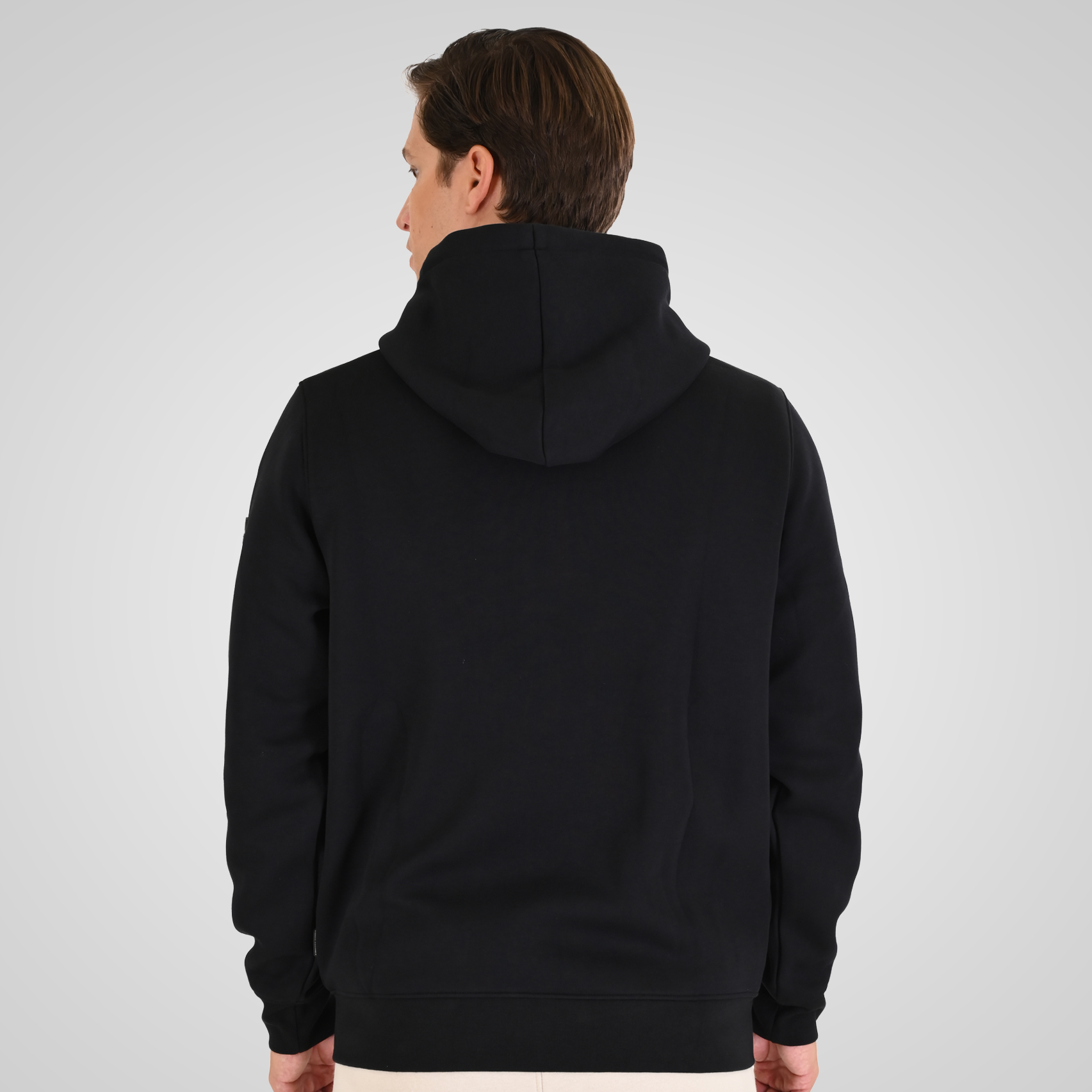 262MTOP-1160 FULL-ZIP HOODIE WITH CHEST POCKET AND THIN HIGH DENSITY PRINT (INTERLOCK) BLACK - Image 4