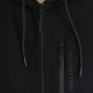 262MTOP-1160 FULL-ZIP HOODIE WITH CHEST POCKET AND THIN HIGH DENSITY PRINT (INTERLOCK) BLACK - Image 6