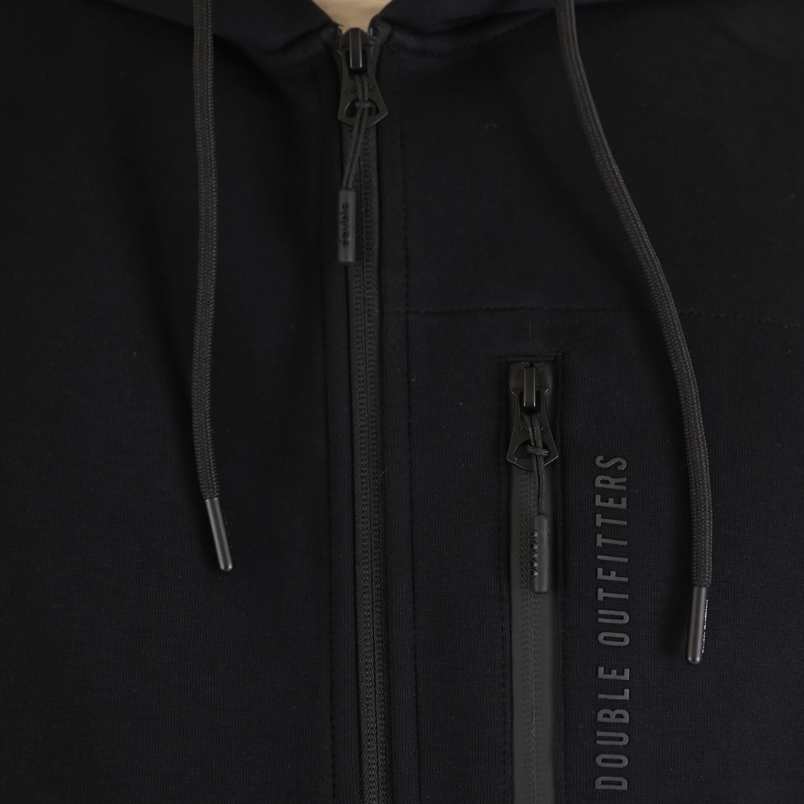 262MTOP-1160 FULL-ZIP HOODIE WITH CHEST POCKET AND THIN HIGH DENSITY PRINT (INTERLOCK) BLACK - Image 6