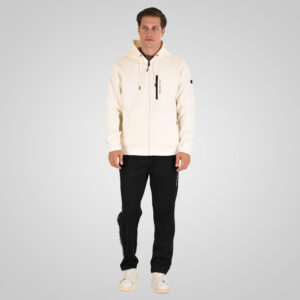 262MTOP-1160 FULL-ZIP HOODIE WITH CHEST POCKET AND THIN HIGH DENSITY PRINT (INTERLOCK) POLAR WHITE