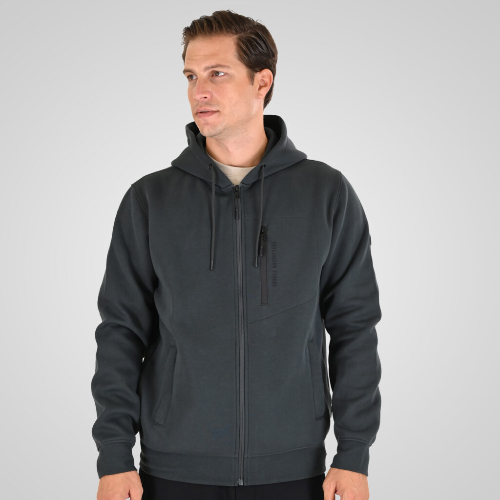262MTOP-1160 FULL-ZIP HOODIE WITH CHEST POCKET AND THIN HIGH DENSITY PRINT (INTERLOCK) SHADOW GREEN