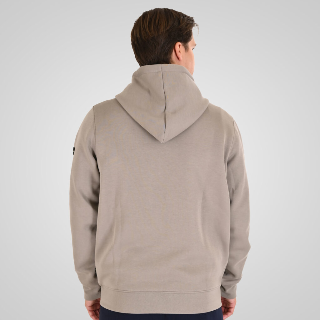 262MTOP-1160 FULL-ZIP HOODIE WITH CHEST POCKET AND THIN HIGH DENSITY PRINT (INTERLOCK) SMOKE BEIGE