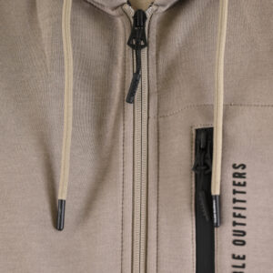 262MTOP-1160 FULL-ZIP HOODIE WITH CHEST POCKET AND THIN HIGH DENSITY PRINT (INTERLOCK) SMOKE BEIGE - Image 6