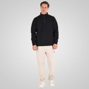 262MTOP-1162 HALF-ZIP WITH STAND-UP COLLAR (INTERLOCK) BLACK