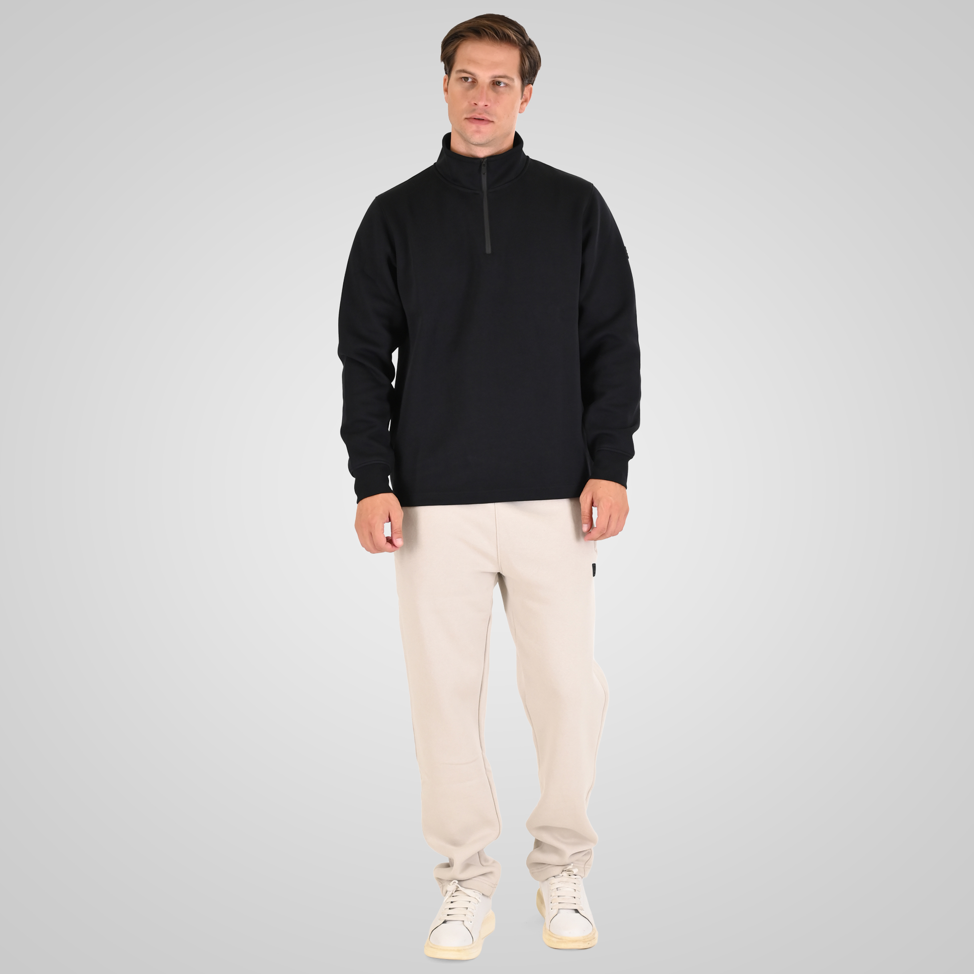 262MTOP-1162 HALF-ZIP WITH STAND-UP COLLAR (INTERLOCK) BLACK - Image 2