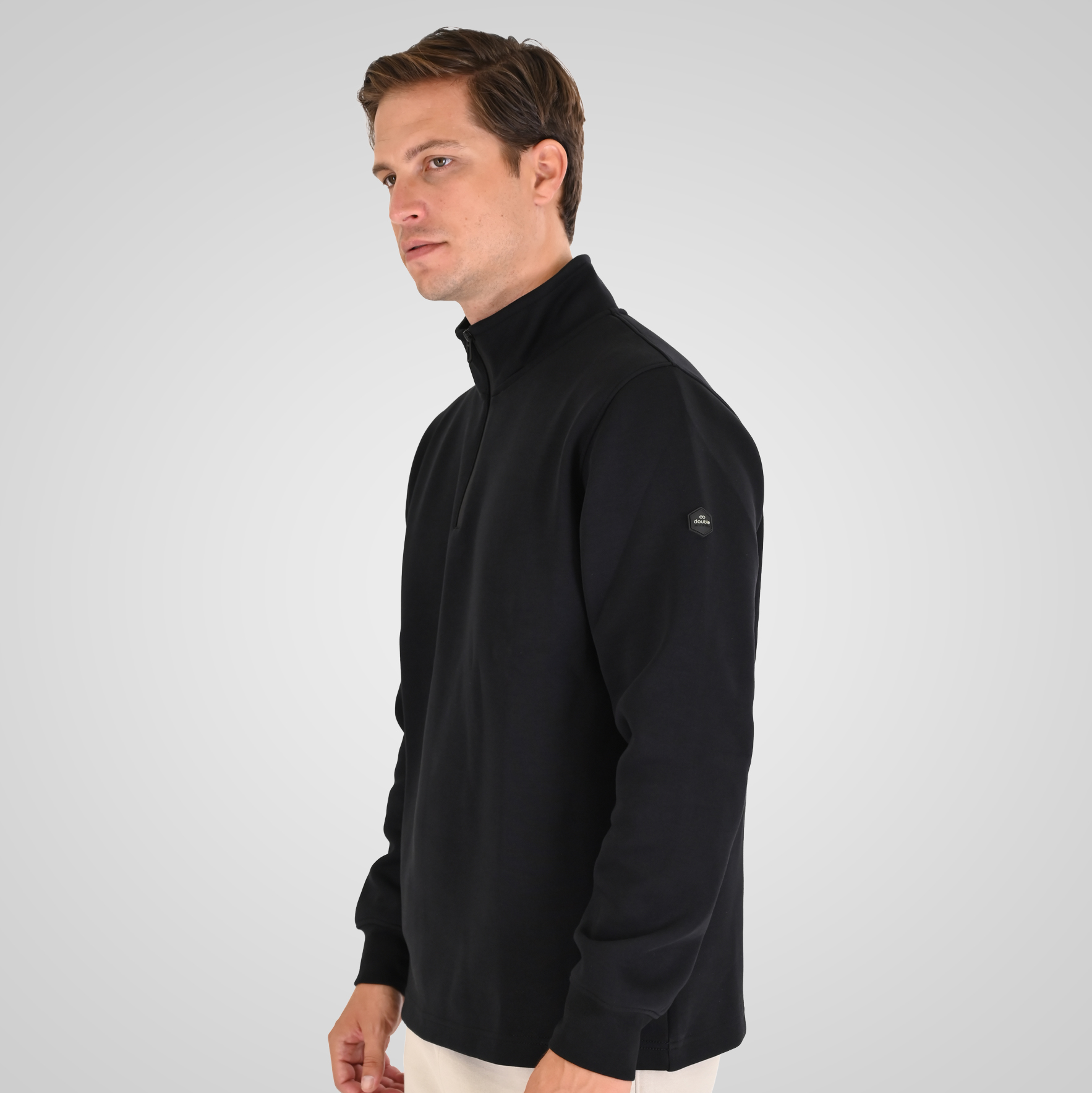 262MTOP-1162 HALF-ZIP WITH STAND-UP COLLAR (INTERLOCK) BLACK - Image 3