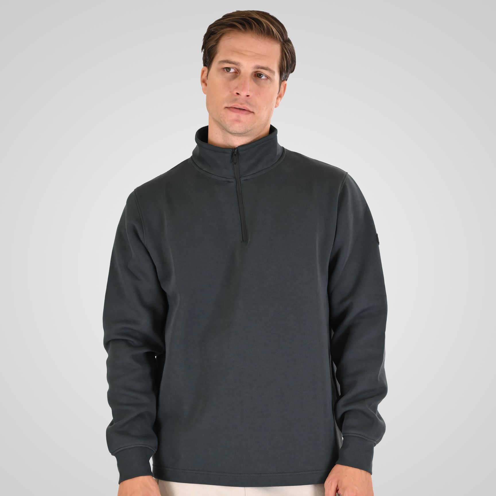262MTOP-1162 HALF-ZIP WITH STAND-UP COLLAR (INTERLOCK) SHADOW GREEN - Image 1