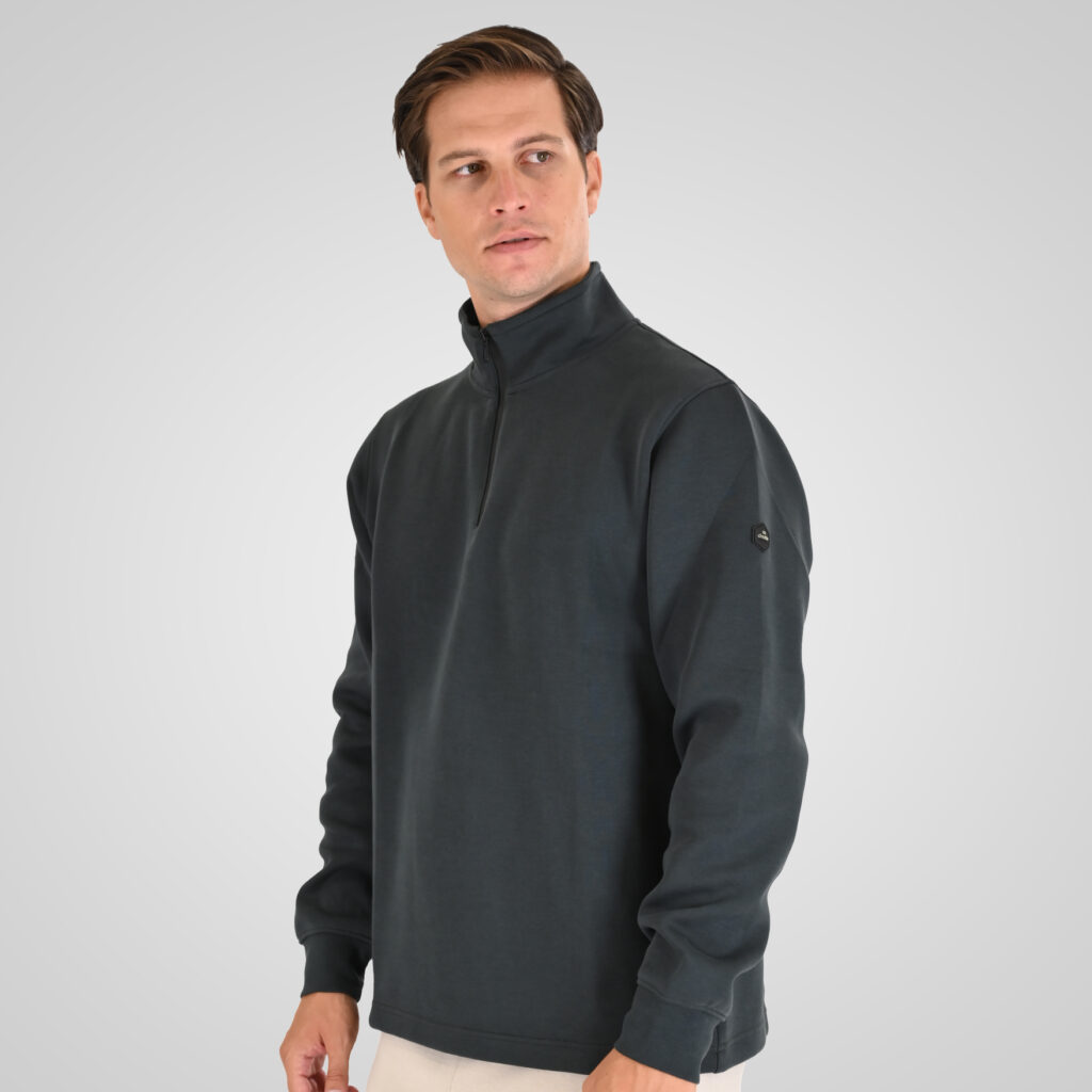 262MTOP-1162 HALF-ZIP WITH STAND-UP COLLAR (INTERLOCK) SHADOW GREEN