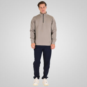 262MTOP-1162 HALF-ZIP WITH STAND-UP COLLAR (INTERLOCK) SMOKE BEIGE