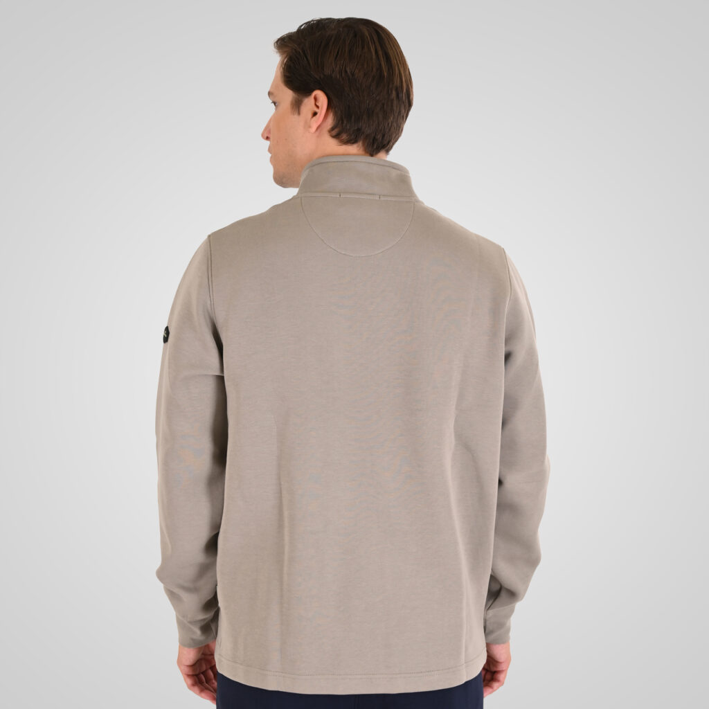262MTOP-1162 HALF-ZIP WITH STAND-UP COLLAR (INTERLOCK) SMOKE BEIGE
