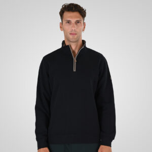 262MTOP-1163 HALF-ZIP WITH STAND-UP COLLAR (BRUSHED FLEECE) BLACK