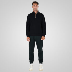 262MTOP-1163 HALF-ZIP WITH STAND-UP COLLAR (BRUSHED FLEECE) BLACK