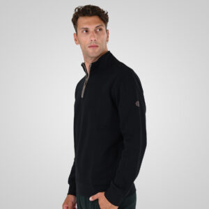 262MTOP-1163 HALF-ZIP WITH STAND-UP COLLAR (BRUSHED FLEECE) BLACK - Image 3