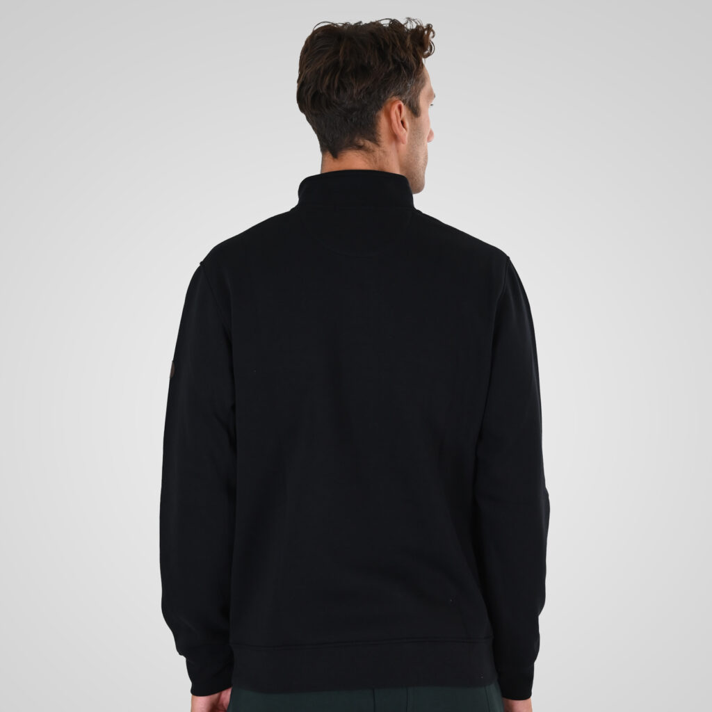 262MTOP-1163 HALF-ZIP WITH STAND-UP COLLAR (BRUSHED FLEECE) BLACK