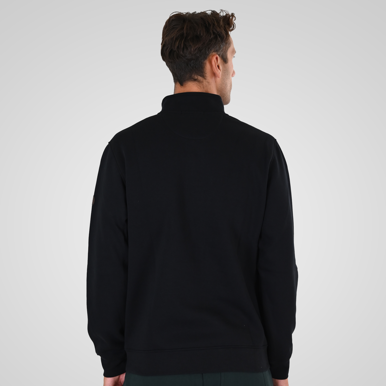 262MTOP-1163 HALF-ZIP WITH STAND-UP COLLAR (BRUSHED FLEECE) BLACK - Image 4