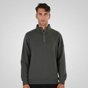 262MTOP-1163 HALF-ZIP WITH STAND-UP COLLAR (BRUSHED FLEECE) KHAKI