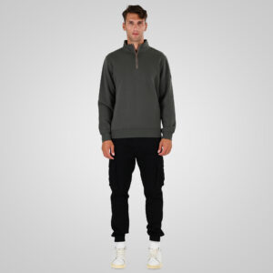 262MTOP-1163 HALF-ZIP WITH STAND-UP COLLAR (BRUSHED FLEECE) KHAKI