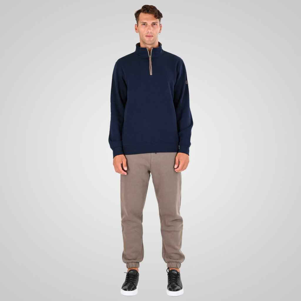 262MTOP-1163 HALF-ZIP WITH STAND-UP COLLAR (BRUSHED FLEECE) NAVY
