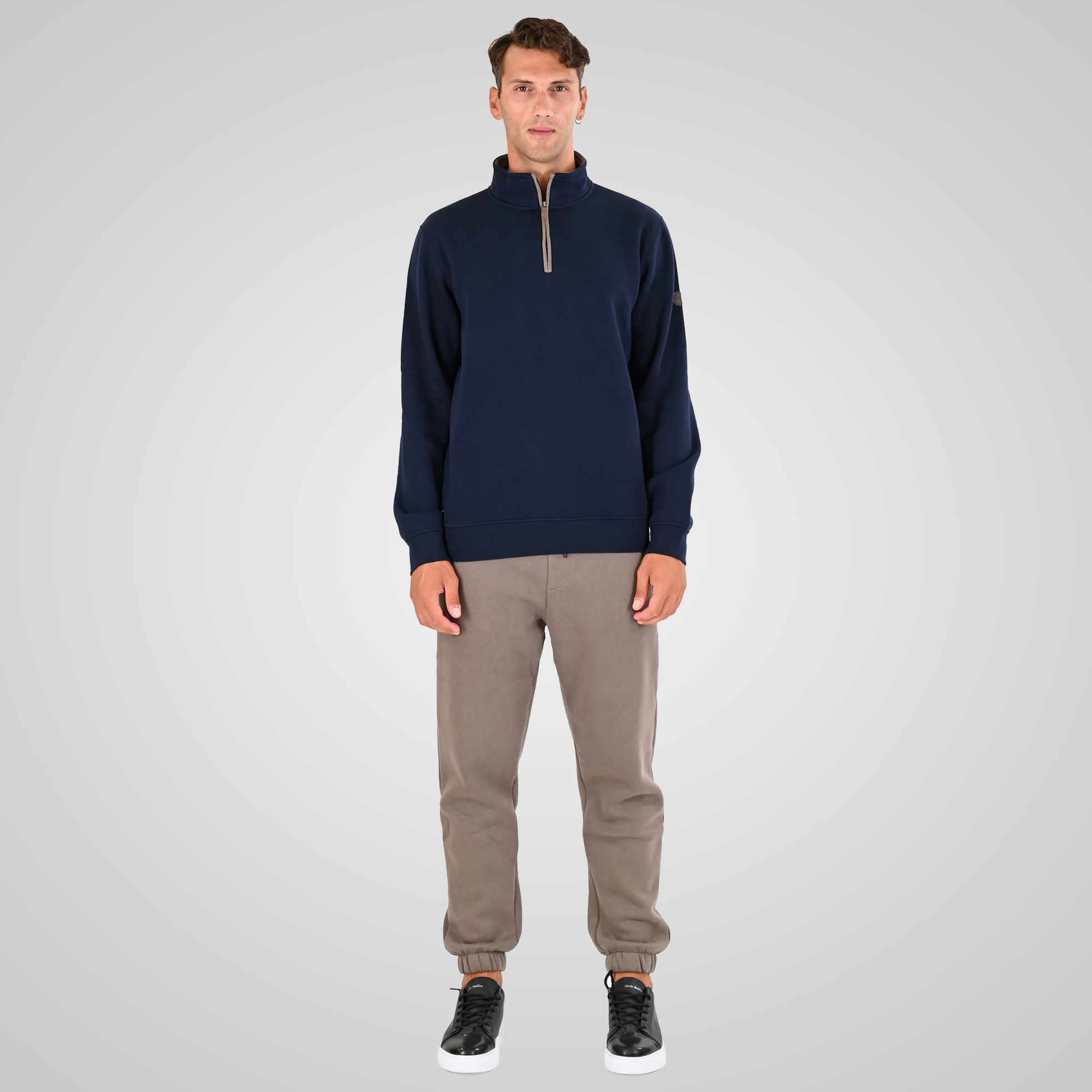 262MTOP-1163 HALF-ZIP WITH STAND-UP COLLAR (BRUSHED FLEECE) NAVY - Image 2