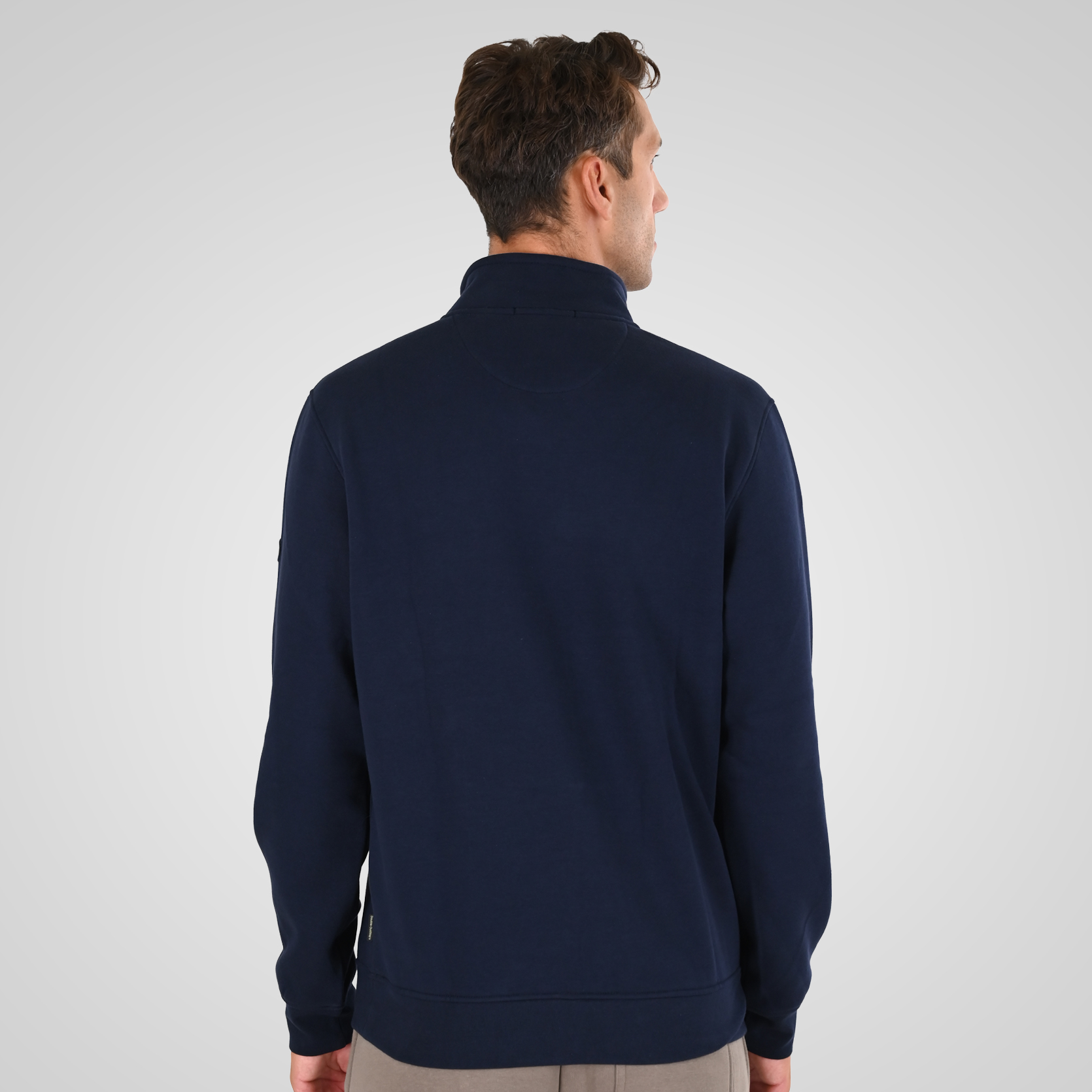 262MTOP-1163 HALF-ZIP WITH STAND-UP COLLAR (BRUSHED FLEECE) NAVY - Image 4