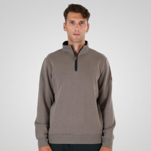 262MTOP-1163 HALF-ZIP WITH STAND-UP COLLAR (BRUSHED FLEECE) TAUPE