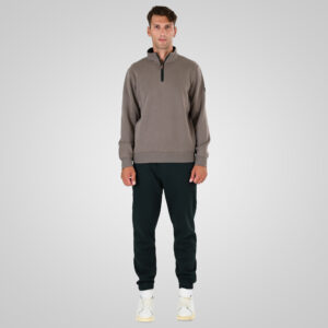 262MTOP-1163 HALF-ZIP WITH STAND-UP COLLAR (BRUSHED FLEECE) TAUPE