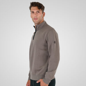 262MTOP-1163 HALF-ZIP WITH STAND-UP COLLAR (BRUSHED FLEECE) TAUPE - Image 3