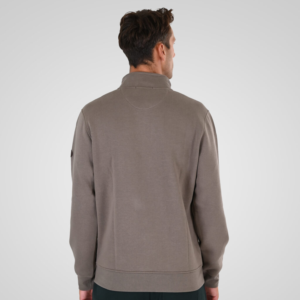 262MTOP-1163 HALF-ZIP WITH STAND-UP COLLAR (BRUSHED FLEECE) TAUPE