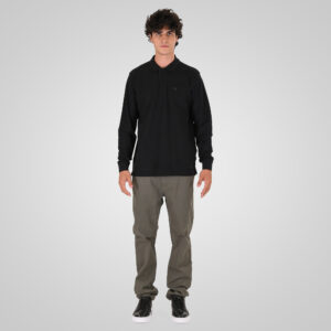 262PS-3097 POLO PIQUE LONGSLEEVE WITH DENSE EMBROIDERY BLACK
