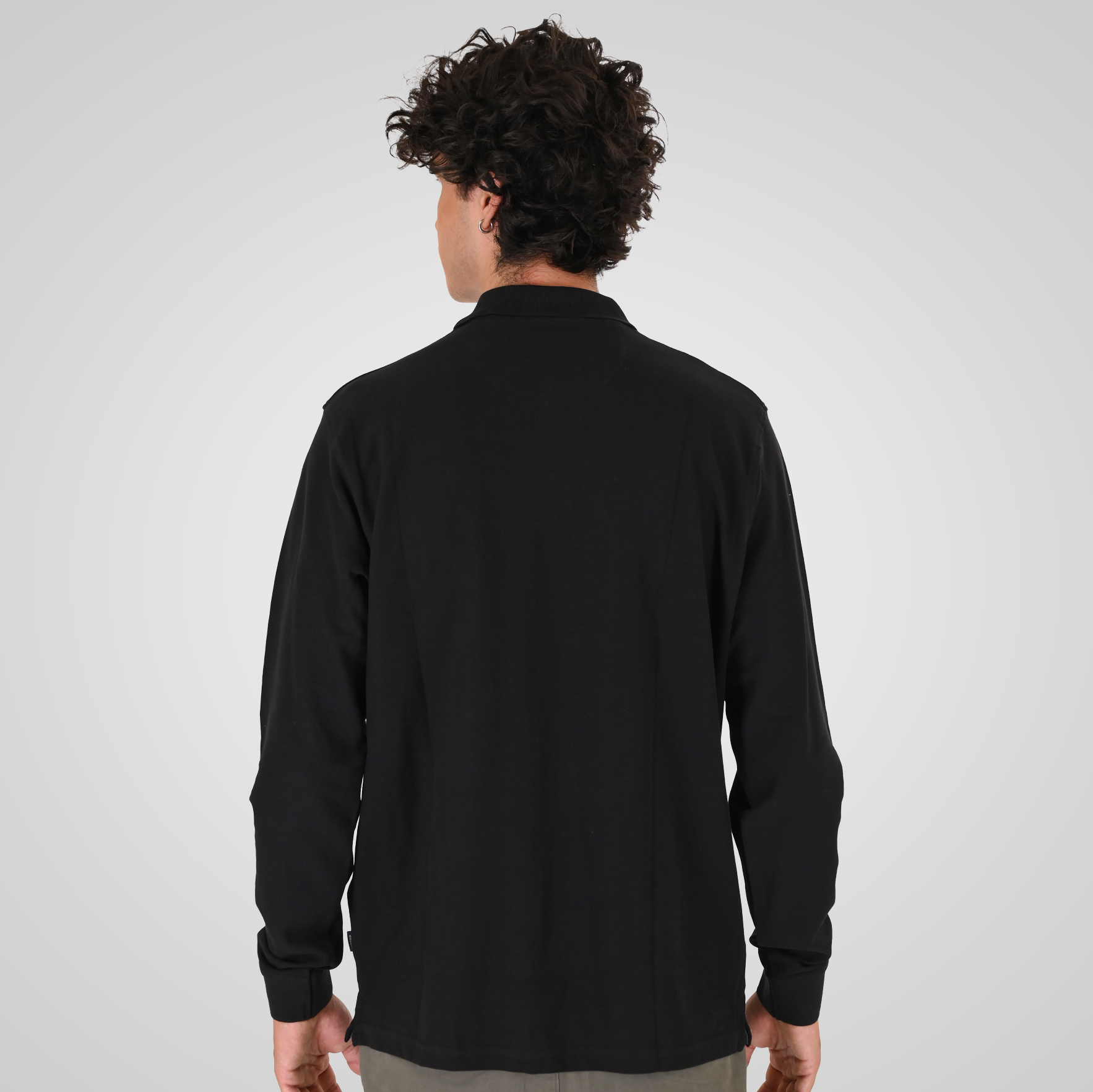 262PS-3097 POLO PIQUE LONGSLEEVE WITH DENSE EMBROIDERY BLACK - Image 4