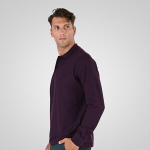262PS-3097 POLO PIQUE LONGSLEEVE WITH DENSE EMBROIDERY DK RASPBERRY - Image 3