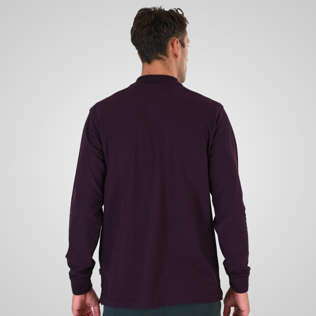 262PS-3097 POLO PIQUE LONGSLEEVE WITH DENSE EMBROIDERY DK RASPBERRY