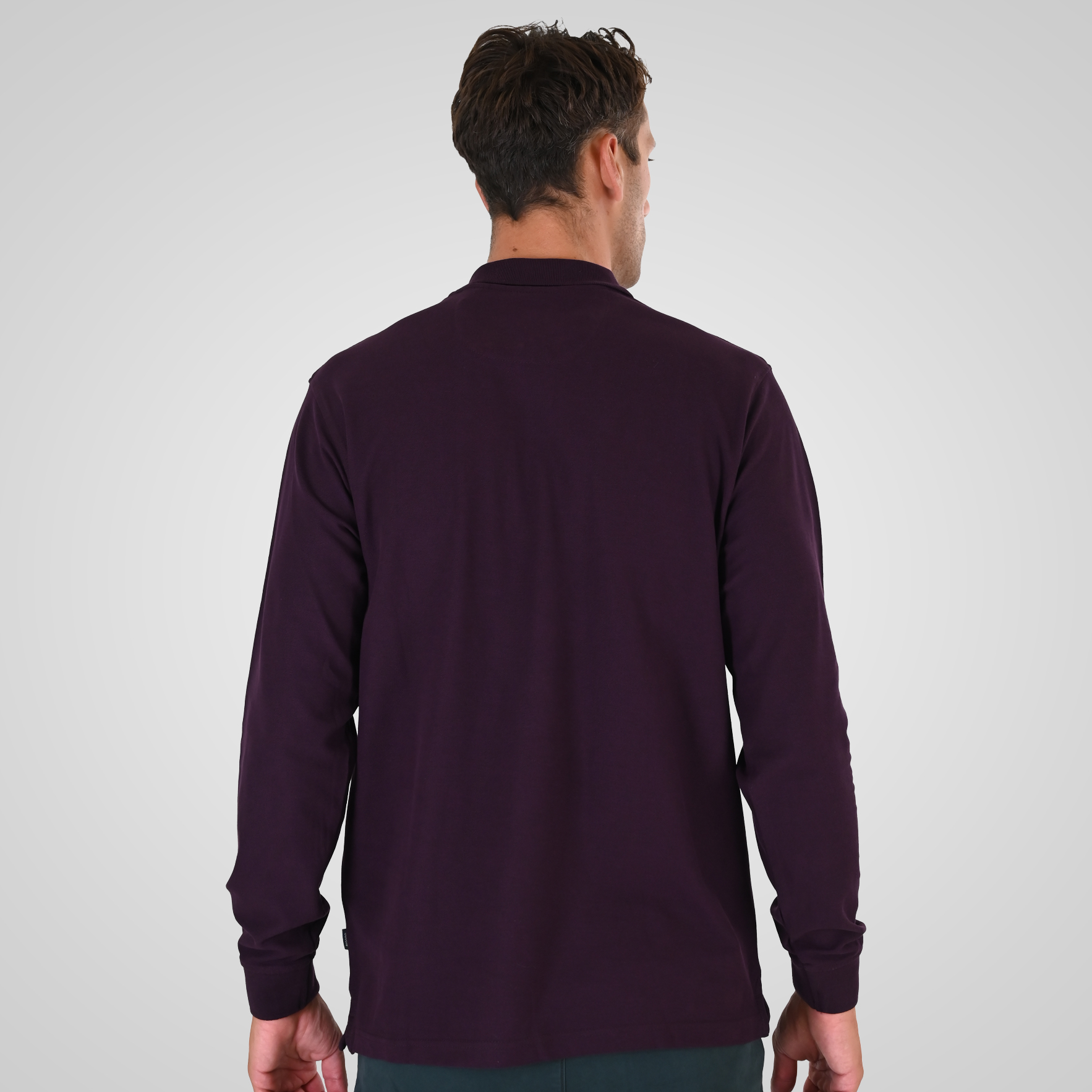262PS-3097 POLO PIQUE LONGSLEEVE WITH DENSE EMBROIDERY DK RASPBERRY - Image 4
