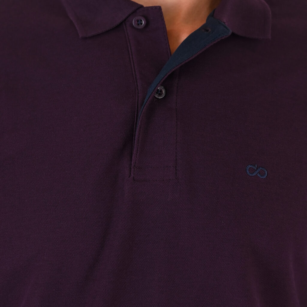 262PS-3097 POLO PIQUE LONGSLEEVE WITH DENSE EMBROIDERY DK RASPBERRY