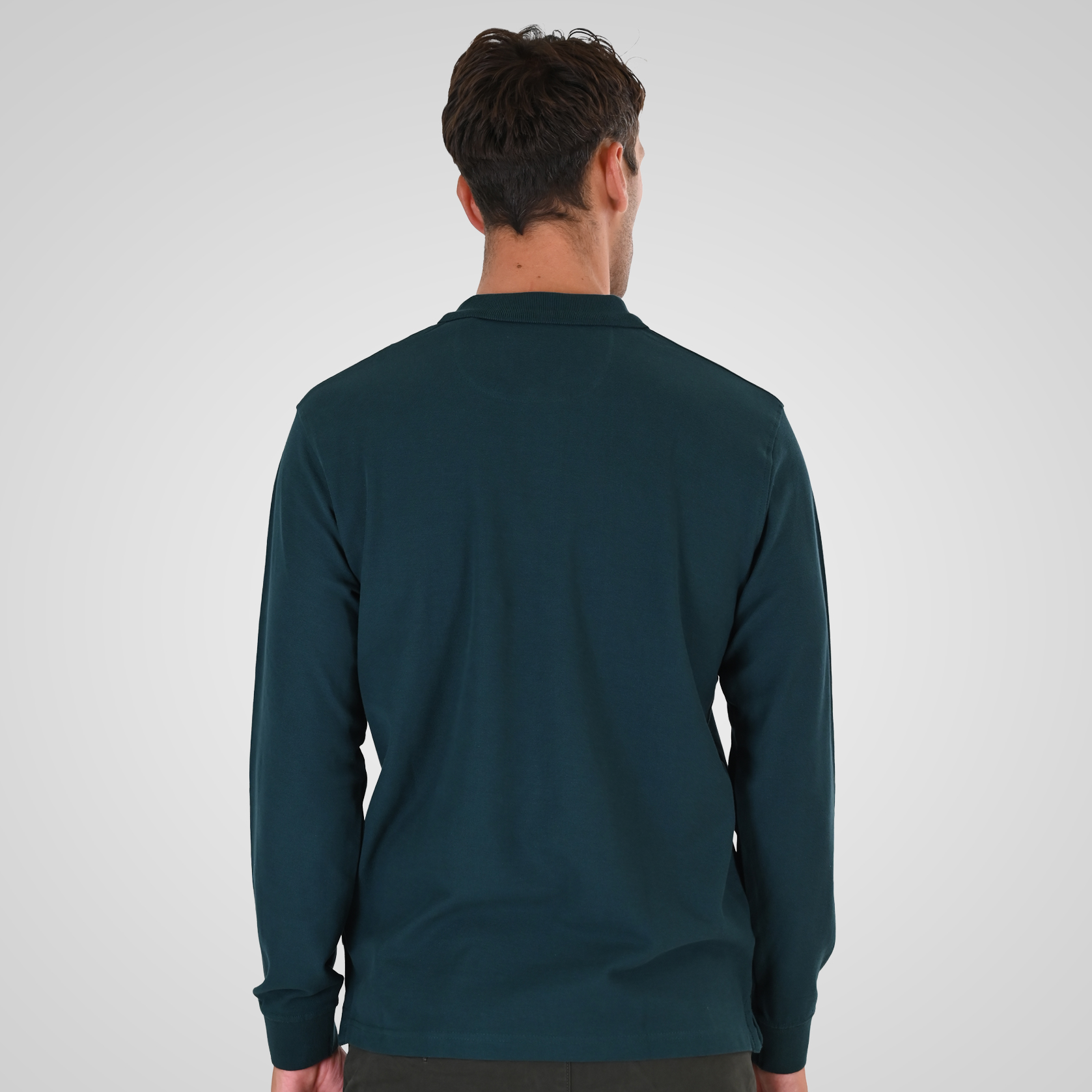 262PS-3097 POLO PIQUE LONGSLEEVE WITH DENSE EMBROIDERY FOREST GREEN - Image 4