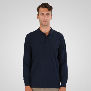 262PS-3097 POLO PIQUE LONGSLEEVE WITH DENSE EMBROIDERY NAVY