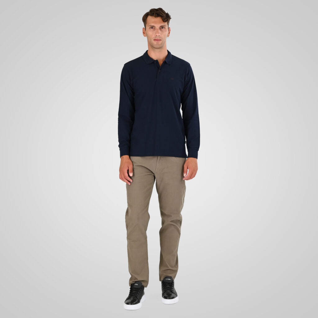 262PS-3097 POLO PIQUE LONGSLEEVE WITH DENSE EMBROIDERY NAVY