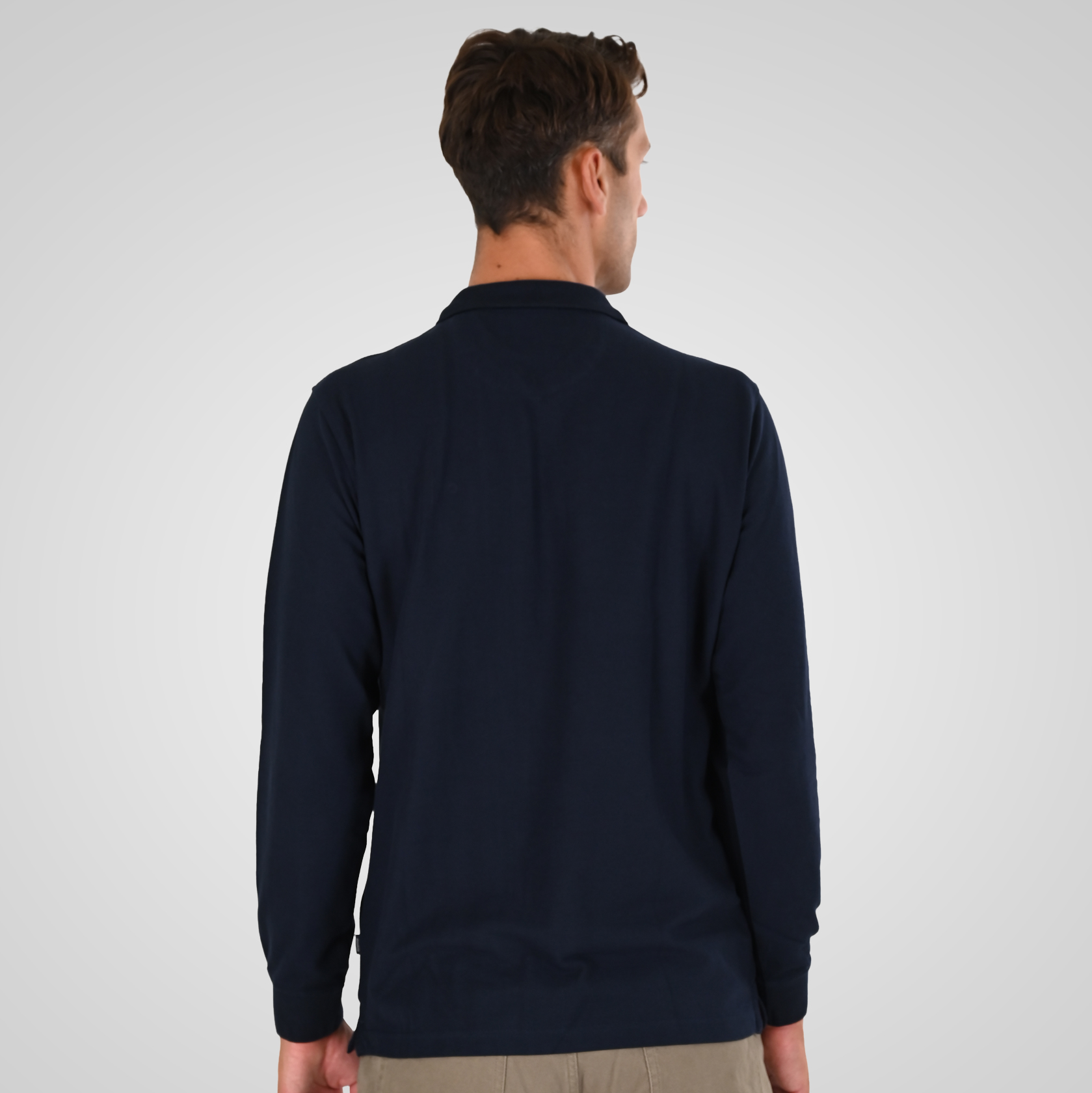 262PS-3097 POLO PIQUE LONGSLEEVE WITH DENSE EMBROIDERY NAVY - Image 4