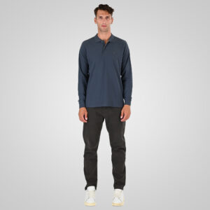 262PS-3097 POLO PIQUE LONGSLEEVE WITH DENSE EMBROIDERY STEEL BLUE