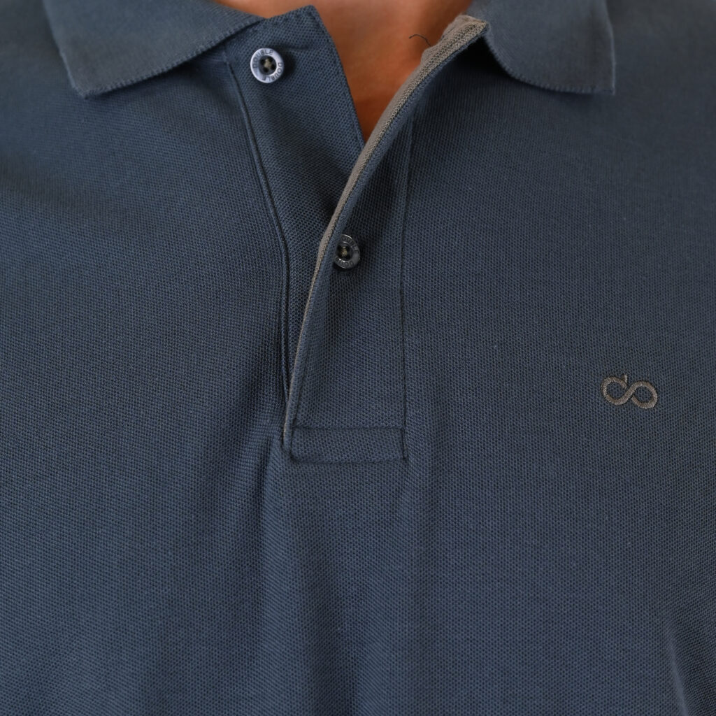262PS-3097 POLO PIQUE LONGSLEEVE WITH DENSE EMBROIDERY STEEL BLUE