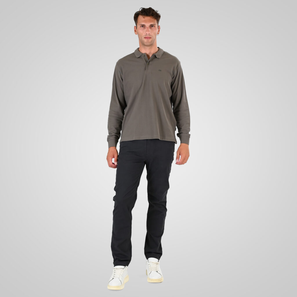 262PS-3097 POLO PIQUE LONGSLEEVE WITH DENSE EMBROIDERY TAUPE