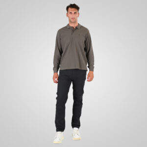 262PS-3097 POLO PIQUE LONGSLEEVE WITH DENSE EMBROIDERY TAUPE
