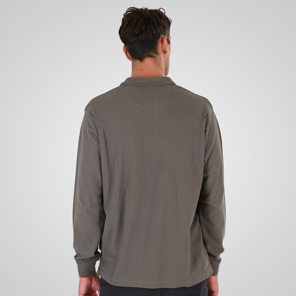 262PS-3097 POLO PIQUE LONGSLEEVE WITH DENSE EMBROIDERY TAUPE