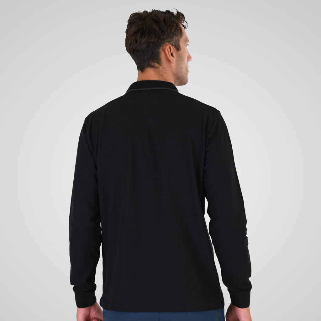 262PS-3098 POLO PIQUE LONGSLEEVE WITH TWO COLORED LAYER HIGH DENSITY PRINT BLACK