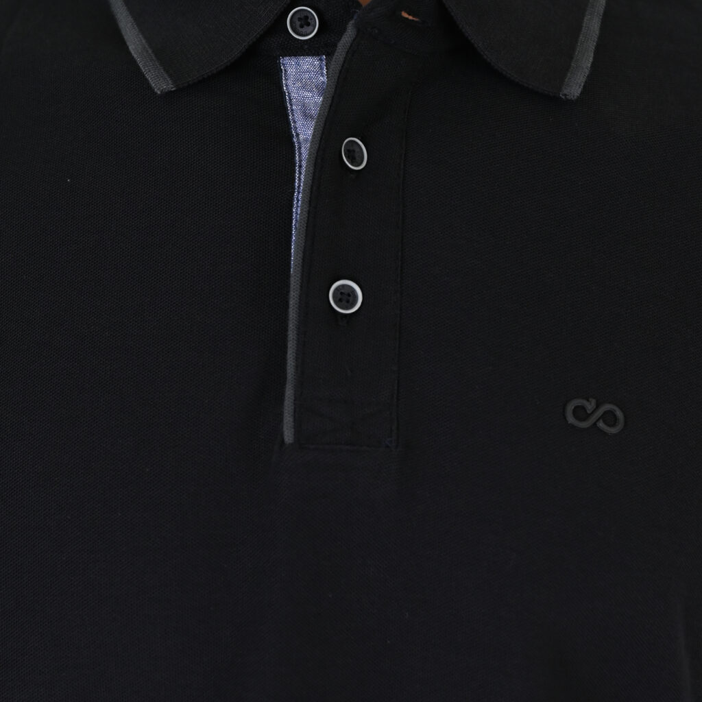 262PS-3098 POLO PIQUE LONGSLEEVE WITH TWO COLORED LAYER HIGH DENSITY PRINT BLACK