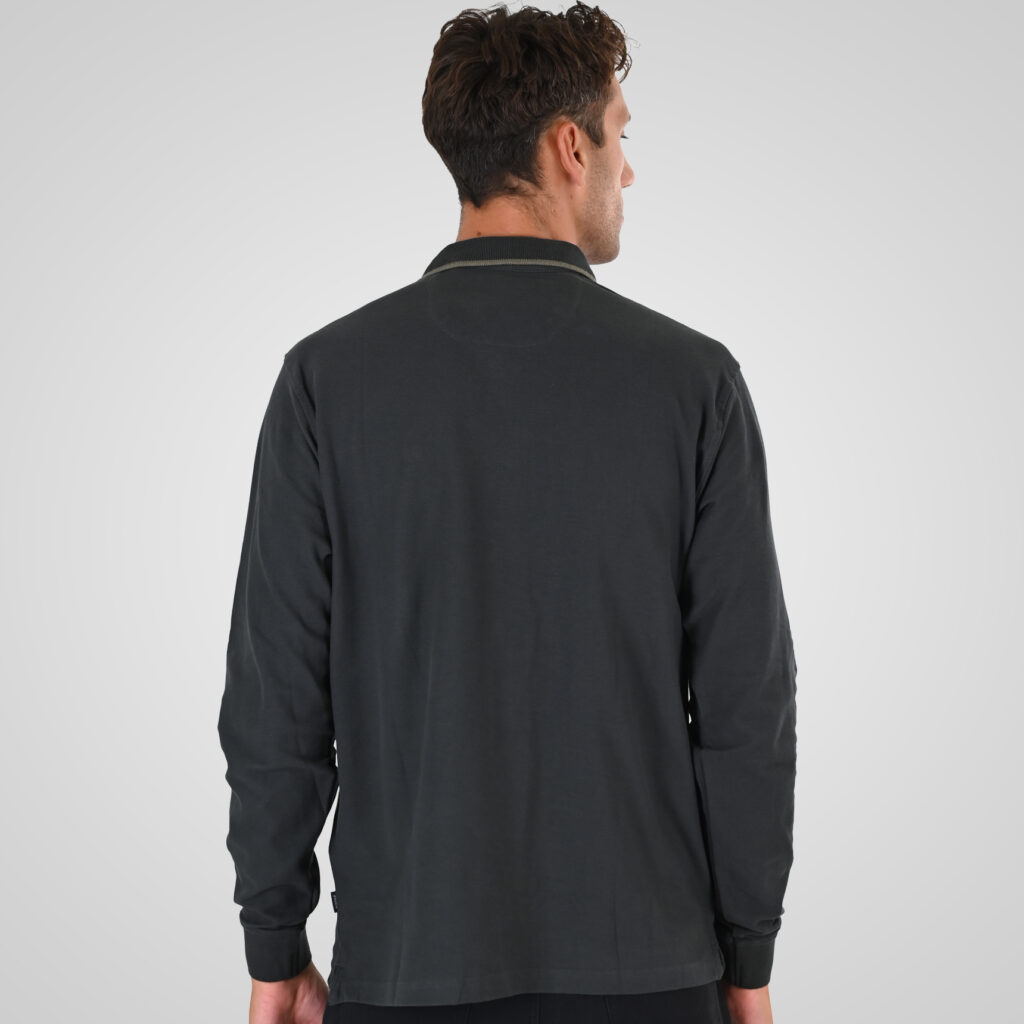 262PS-3098 POLO PIQUE LONGSLEEVE WITH TWO COLORED LAYER HIGH DENSITY PRINT DK KHAKI