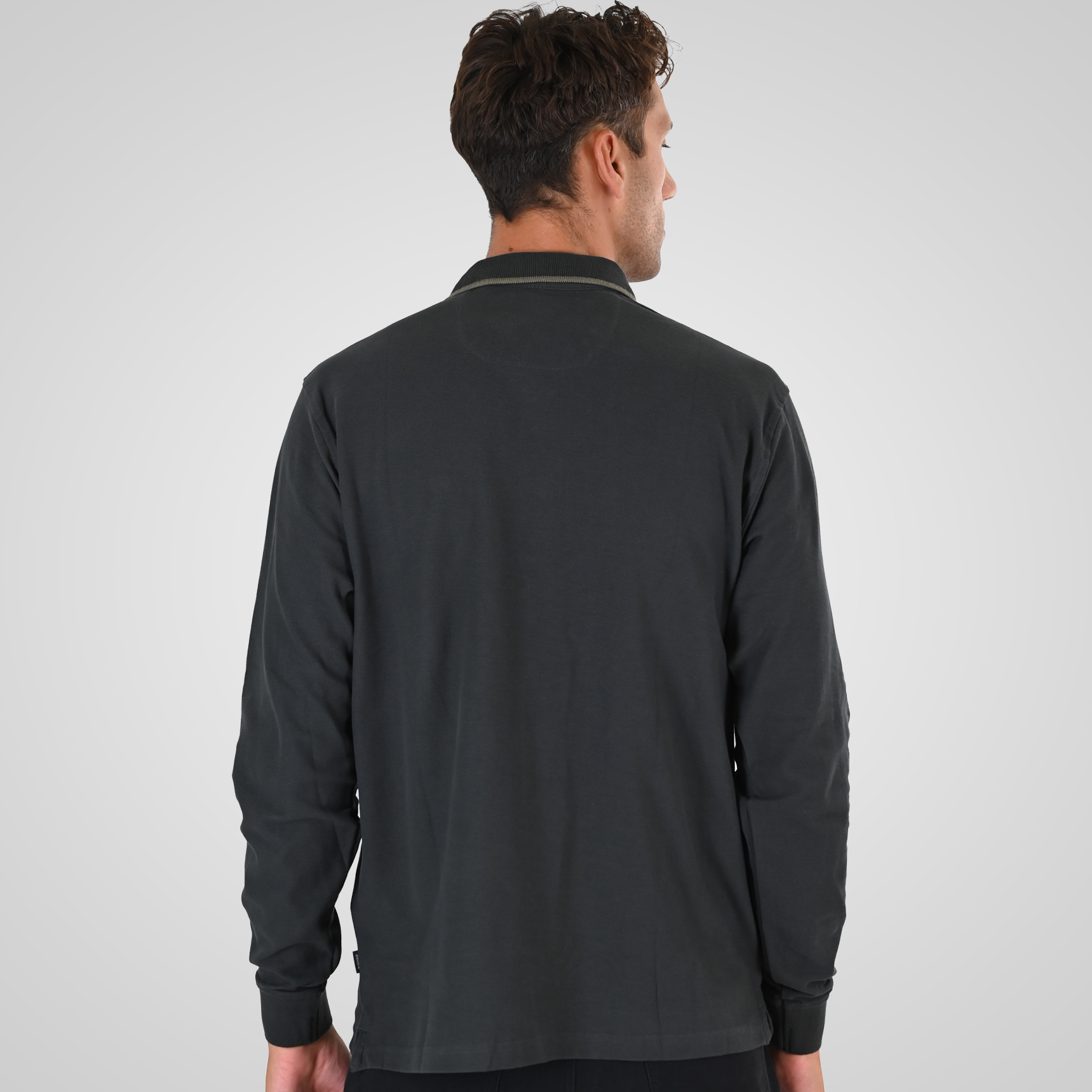 262PS-3098 POLO PIQUE LONGSLEEVE WITH TWO COLORED LAYER HIGH DENSITY PRINT DK KHAKI - Image 4
