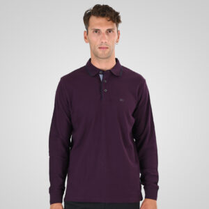262PS-3098 POLO PIQUE LONGSLEEVE WITH TWO COLORED LAYER HIGH DENSITY PRINT DK RASPBERRY