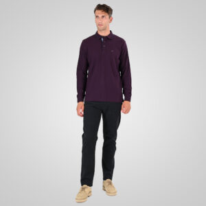 262PS-3098 POLO PIQUE LONGSLEEVE WITH TWO COLORED LAYER HIGH DENSITY PRINT DK RASPBERRY