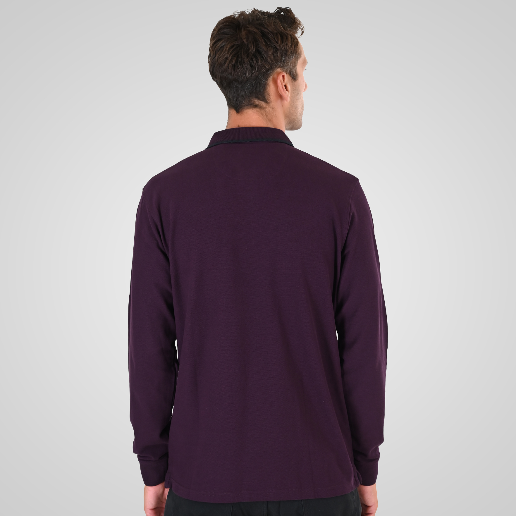 262PS-3098 POLO PIQUE LONGSLEEVE WITH TWO COLORED LAYER HIGH DENSITY PRINT DK RASPBERRY - Image 4